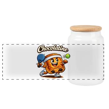 Chocolatine padel - Boîte à biscuits avec couvercle en bois - blanc - Devant