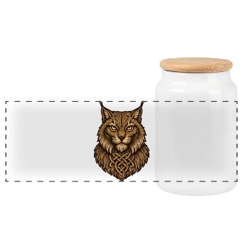 Tête de loup celtique avec nœud - Boîte à biscuits avec couvercle en bois - blanc - Devant