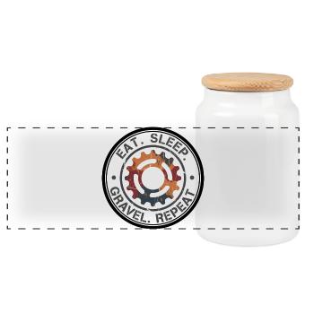 Badge Manger Dormir Gravel Répéter Vintage Gear - Boîte à biscuits avec couvercle en bois - blanc - Devant