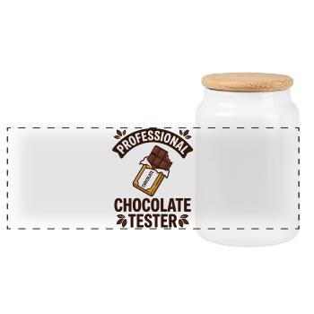 Barre de chocolat Cuisson de barres chocolatées - Boîte à biscuits avec couvercle en bois - blanc - Devant