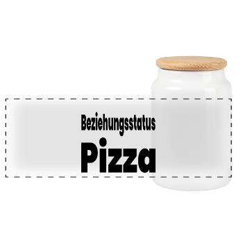 Pizza - Panorama Keksdose mit Holzdeckel - Weiß - Vorne