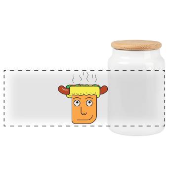 Franken-Bun: Der Hotdog-Kopf-Cartoon - Panorama Keksdose mit Holzdeckel - Weiß - Vorne