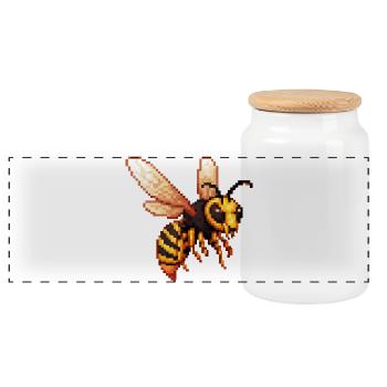 Abeille Pixel Frelon - Boîte à biscuits avec couvercle en bois - blanc - Devant
