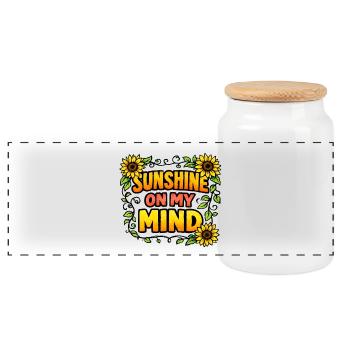 Sunshine on My Mind - Panoramic Cookie Jar with Wooden Lid - white - Front