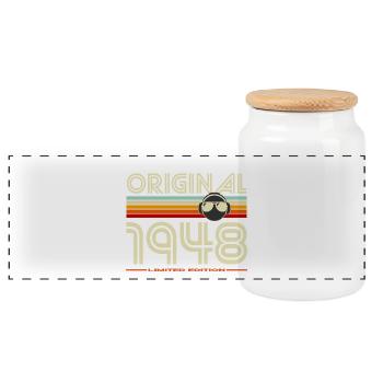 Logo Vintage 1948 Original - Panoramic Cookie Jar with Wooden Lid - white - Front