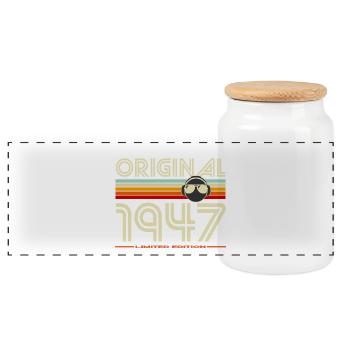 Original 1947 Retro Limited Edition - Panoramic Cookie Jar with Wooden Lid - white - Front