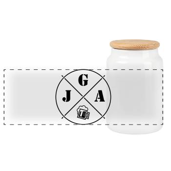 JGA Bier (Junggesellenabschied Kreis Symbol Black) - Panorama Keksdose mit Holzdeckel - Weiß - Vorne