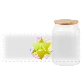 Surreal Merkaba Star - Panoramic Cookie Jar with Wooden Lid - white - Front
