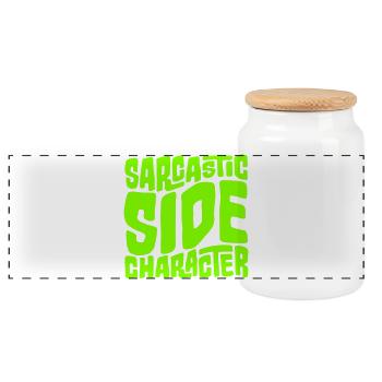 Sarcastic Side Character Lustig Sarkastisch Spruch - Panorama Keksdose mit Holzdeckel - Weiß - Vorne