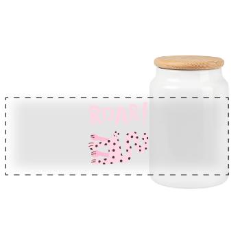 Roar Animal mignon, design de dessin animé drôle - Boîte à biscuits avec couvercle en bois - blanc - Devant