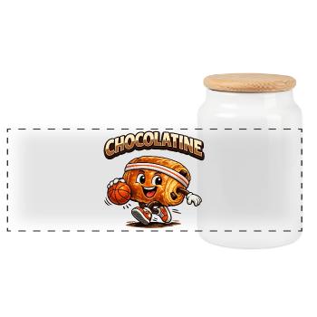 Chocolatine Basket - Panoramic Cookie Jar with Wooden Lid - white - Front