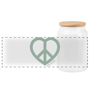 Peace Heart Peace Symbol Green - Panoramic Cookie Jar with Wooden Lid - white - Front
