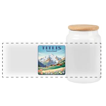 Titlis - Panoramic Cookie Jar with Wooden Lid - white - Front