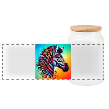 Zebra - Panorama Keksdose mit Holzdeckel - Weiß - Vorne