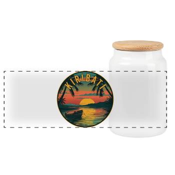 Entdecken Sie das tropische Inselparadies Kiribati - Panorama Keksdose mit Holzdeckel - Weiß - Vorne