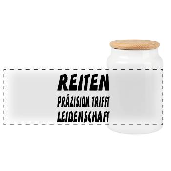 Reiten - Panorama Keksdose mit Holzdeckel - Weiß - Vorne