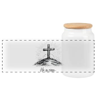 Christliches Design - Jesus Kreuz Ostern - Panorama Keksdose mit Holzdeckel - Weiß - Vorne