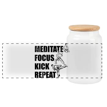 Motivational karate saying - Panoramic Cookie Jar with Wooden Lid - white - Front