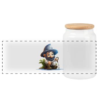 Nain jardinier près de l’eau - Boîte à biscuits avec couvercle en bois - blanc - Devant