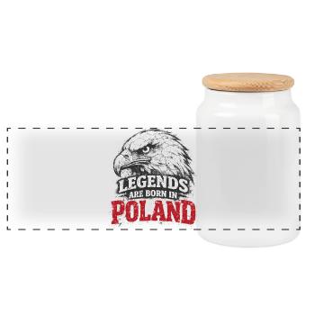 Poland Legend: White Eagle – Pride & Tradition - Panoramic Cookie Jar with Wooden Lid - white - Front