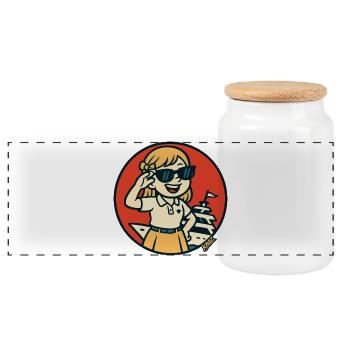 Sunny Sailor Circle Art - Panoramic Cookie Jar with Wooden Lid - white - Front