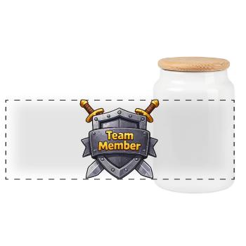 Team Member Schild Abzeichen - Panorama Keksdose mit Holzdeckel - Weiß - Vorne