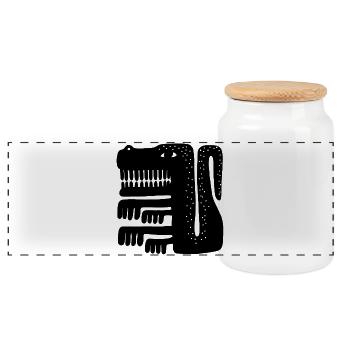 Silhouette d’animal spirituel géométrique tribal - Boîte à biscuits avec couvercle en bois - blanc - Devant