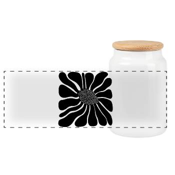 Bold Abstract Retro Bloom - Panoramic Cookie Jar with Wooden Lid - white - Front