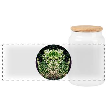 Natur Mandala Blättergesicht - Panorama Keksdose mit Holzdeckel - Weiß - Vorne