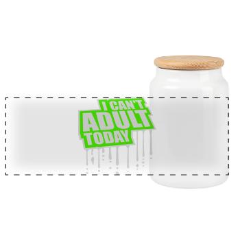 I Can't Adult Today Funny Adult Saying Logo - Panoramic Cookie Jar with Wooden Lid - white - Front