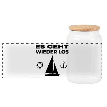 Segeln - Panorama Keksdose mit Holzdeckel - Weiß - Vorne