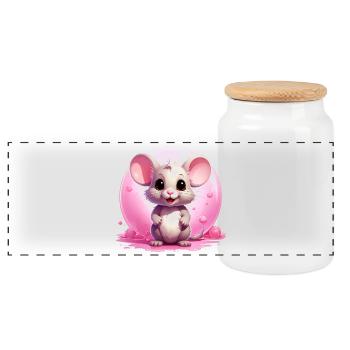 Souris mignonne - Boîte à biscuits avec couvercle en bois - blanc - Devant
