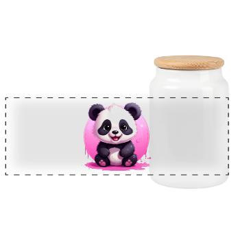 panda mignon - Boîte à biscuits avec couvercle en bois - blanc - Devant