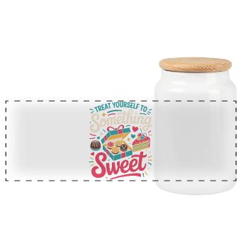 Sweet Reward Box Design - Panoramic Cookie Jar with Wooden Lid - white - Front
