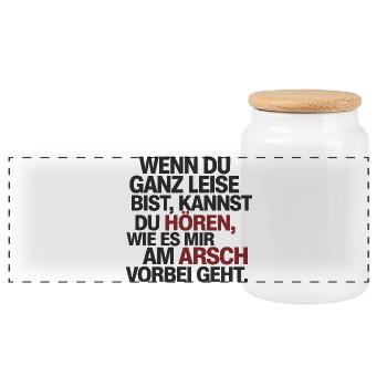  Wenn Du Ganz Leise Bist Kannst Du Hören Wie Es - Panorama Keksdose mit Holzdeckel - Weiß - Vorne