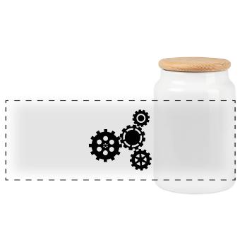 Growing gears - Panoramic Cookie Jar with Wooden Lid - white - Front