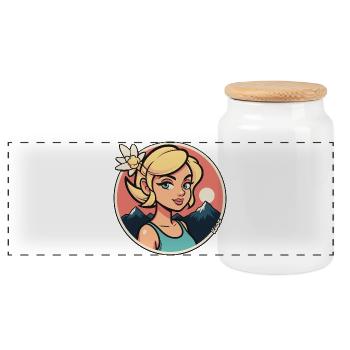 Jeune Fille de la Montagne Éclairée par le Soleil - Boîte à biscuits avec couvercle en bois - blanc - Devant