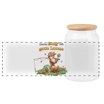 Siggi und der Zauberwald - Otto Otter beim Angeln - Panorama Keksdose mit Holzdeckel - Weiß - Vorne