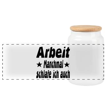 Arbeit - Panorama Keksdose mit Holzdeckel - Weiß - Vorne