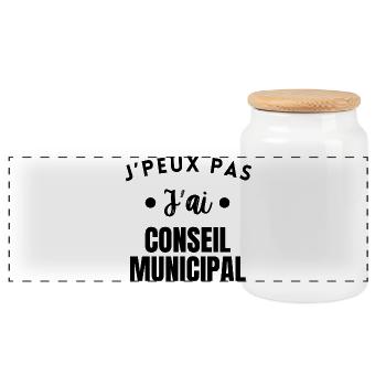 City Hall Quote Humour J'peuxPas J'Ai City Council - Boîte à biscuits avec couvercle en bois - blanc - Devant