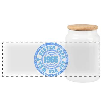 1965 - Boîte à biscuits avec couvercle en bois - blanc - Devant