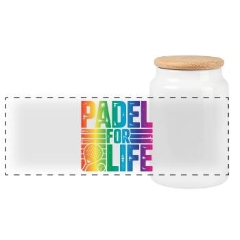 Padel for life - Panorama Keksdose mit Holzdeckel - Weiß - Vorne