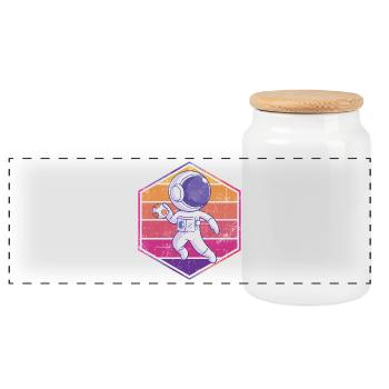 Astronaute de handball - Boîte à biscuits avec couvercle en bois - blanc - Devant