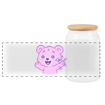 Money Teddy - Panoramic Cookie Jar with Wooden Lid - white - Front