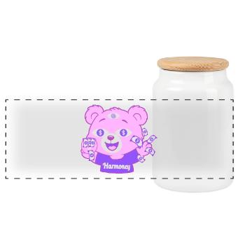 Harmoney Teddy - Boîte à biscuits avec couvercle en bois - blanc - Devant