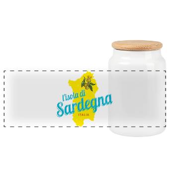 Sardinien Olive Italien Insel Vintage Souvenir - Panorama Keksdose mit Holzdeckel - Weiß - Vorne