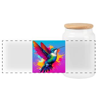 colibri - Boîte à biscuits avec couvercle en bois - blanc - Devant