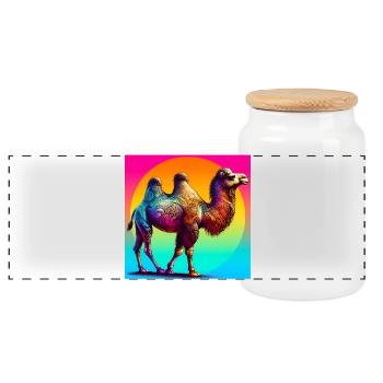 chameau - Boîte à biscuits avec couvercle en bois - blanc - Devant