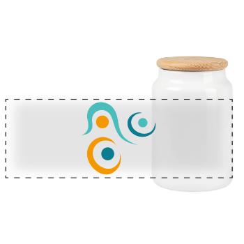 Yoga design_10 - Panoramic Cookie Jar with Wooden Lid - white - Front