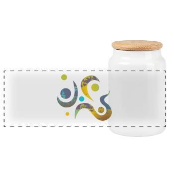 Yoga design_17 - Panoramic Cookie Jar with Wooden Lid - white - Front